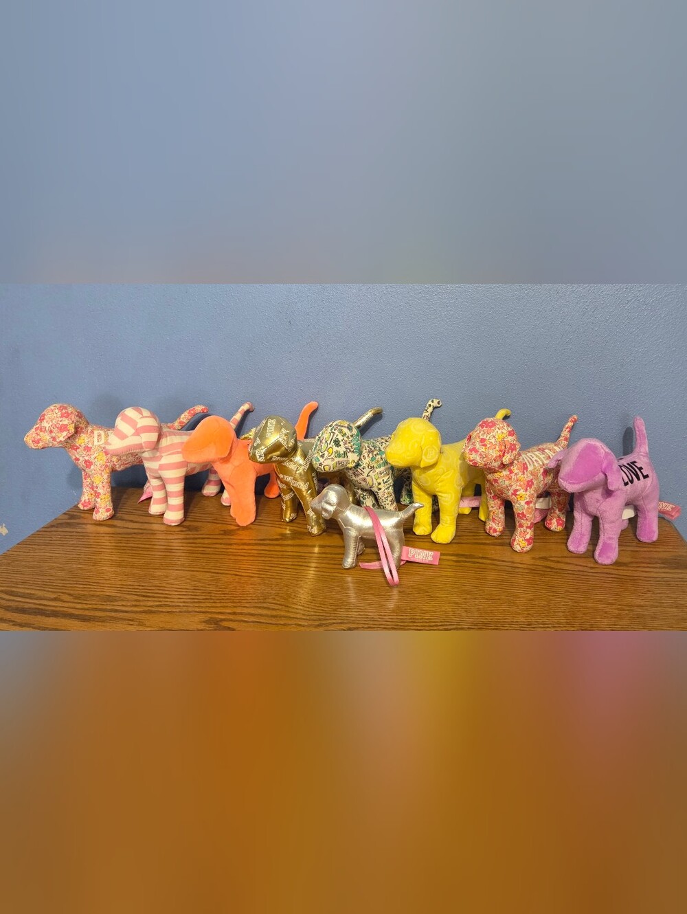 VS PINK Dogs - Pink, Yellow, Orange, Gold, Silver, Purple.
